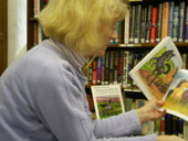 Patricia Gott at West Paris library reading